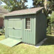 8 x 10 high board and batten with double doors and a ramp.